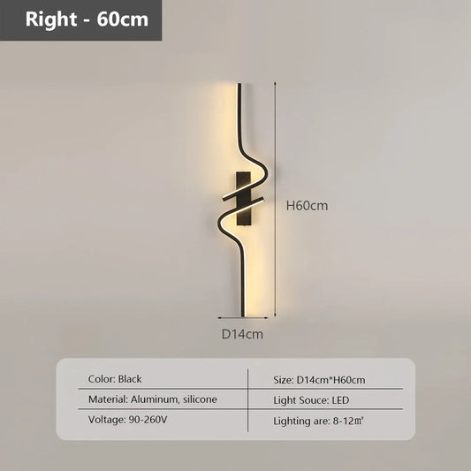Modern LED Wall Lamp Creative Strip Minimalist Lightbedroom Bedside Wall Sconce Led Lights Living Room TV Home Decor Led Fixture