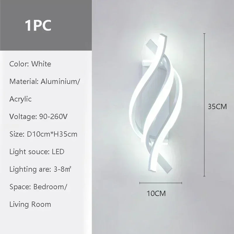 Modern LED Wall Lamp Home Decora Led Wall Sconce Bedroom Bedside Corridor Living Room Backgroud Black White Lighting Lustre