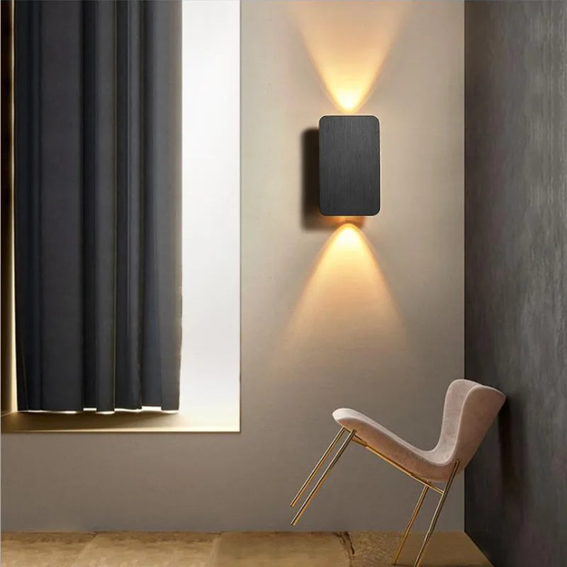 Modern Simple 6W LED Wall Lamp up and down Gold Lamp Aluminium Sconce for Minimalist Bedroom Living Room Corridor Aside Lighting