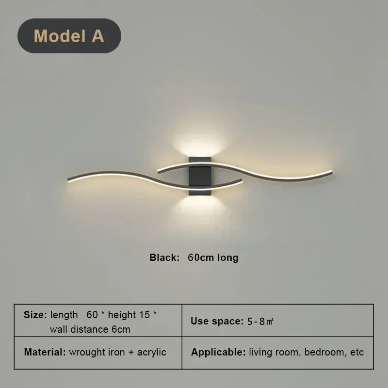 Wall Lamp LED Long Strip 60/80 Wall Sconce Home Decora Living Room Background Restaurant Bedroom Modern Illumination Fixtures
