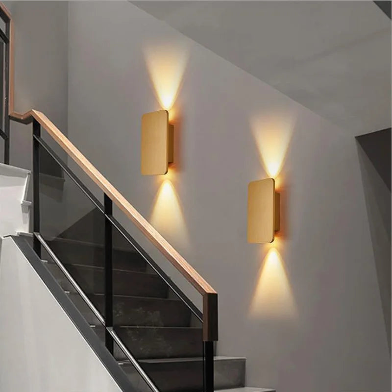 Modern Simple 6W LED Wall Lamp up and down Gold Lamp Aluminium Sconce for Minimalist Bedroom Living Room Corridor Aside Lighting