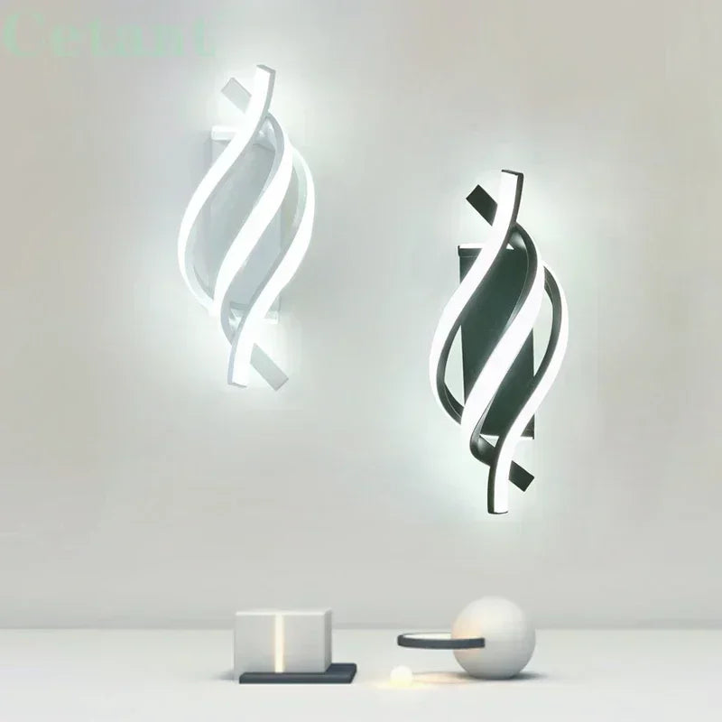 Modern LED Wall Lamp Home Decora Led Wall Sconce Bedroom Bedside Corridor Living Room Backgroud Black White Lighting Lustre