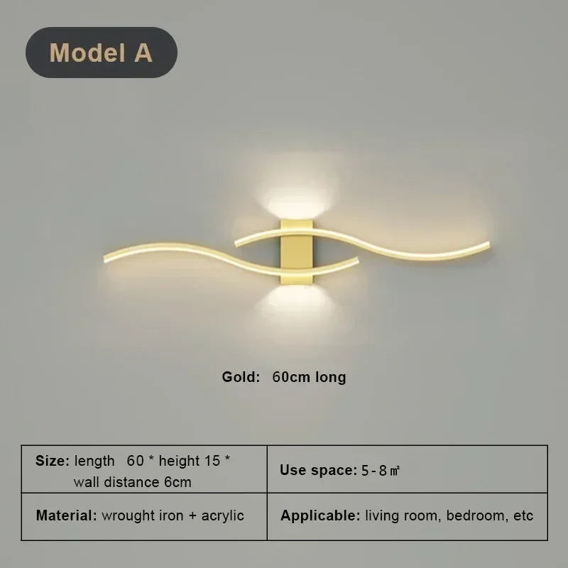 Wall Lamp LED Long Strip 60/80 Wall Sconce Home Decora Living Room Background Restaurant Bedroom Modern Illumination Fixtures