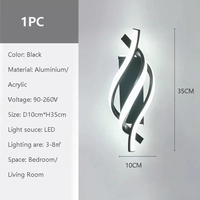 Modern LED Wall Lamp Home Decora Led Wall Sconce Bedroom Bedside Corridor Living Room Backgroud Black White Lighting Lustre