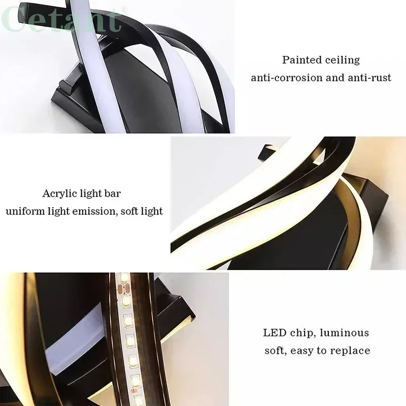 Modern LED Wall Lamp Home Decora Led Wall Sconce Bedroom Bedside Corridor Living Room Backgroud Black White Lighting Lustre