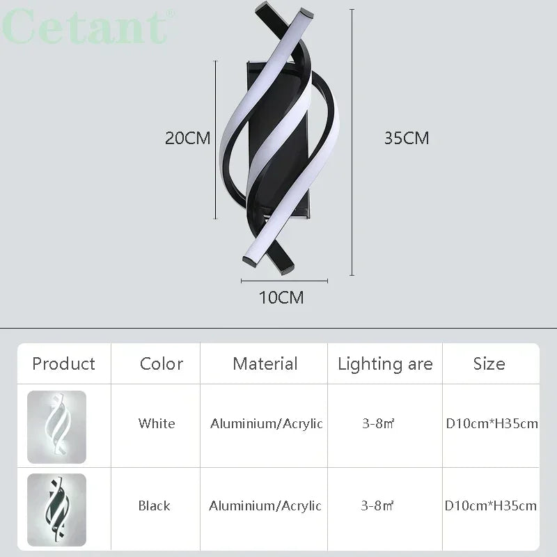 Modern LED Wall Lamp Home Decora Led Wall Sconce Bedroom Bedside Corridor Living Room Backgroud Black White Lighting Lustre