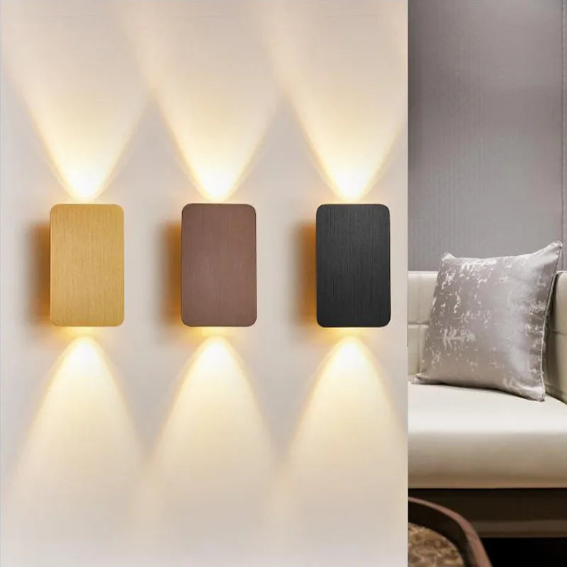 Modern Simple 6W LED Wall Lamp up and down Gold Lamp Aluminium Sconce for Minimalist Bedroom Living Room Corridor Aside Lighting